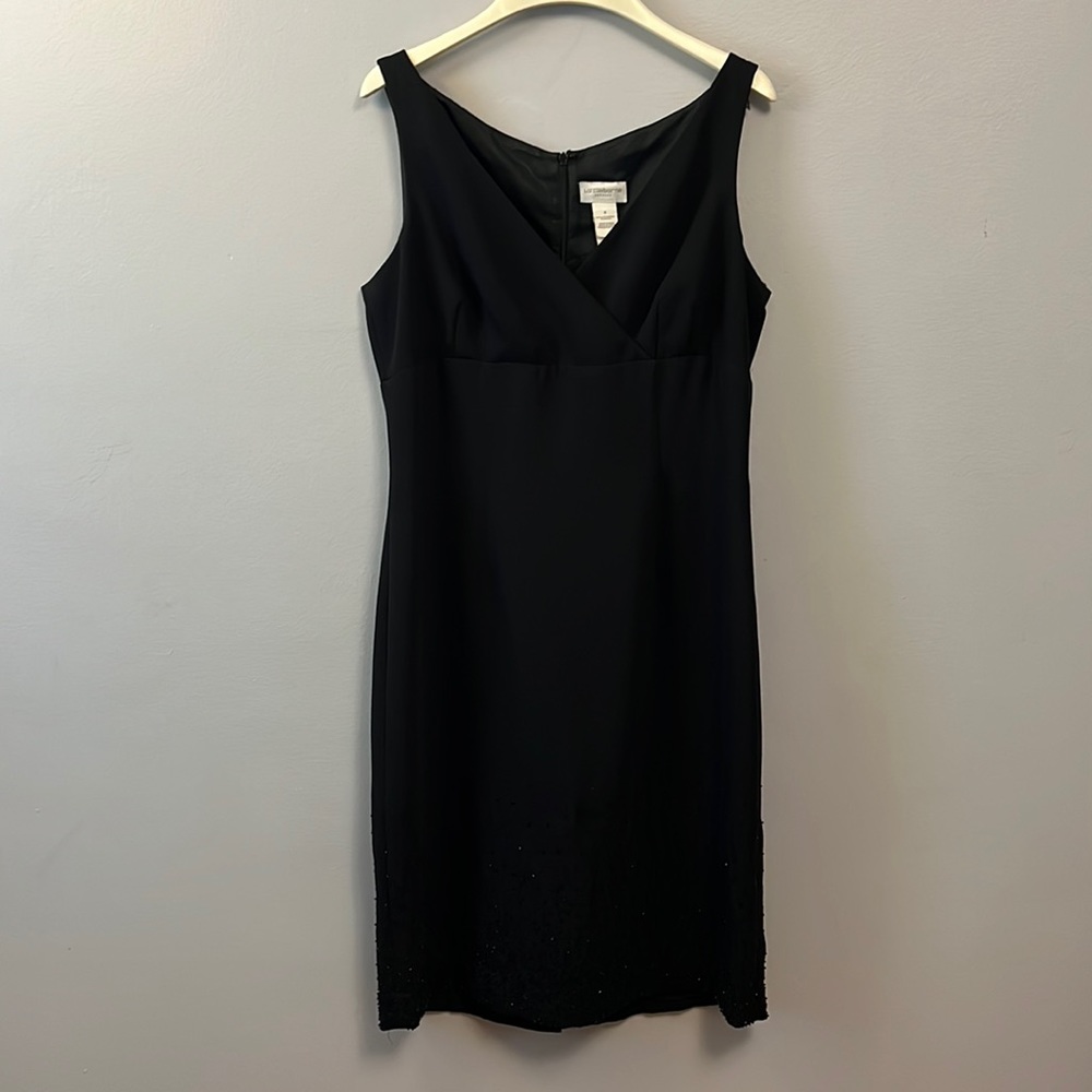 Liz Claiborne Sleeveless Black Dress w/ Beaded Skirt
